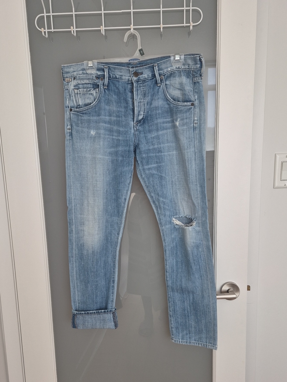 Citizens Of Humanity Light Blue Distressed Cropped Jeans